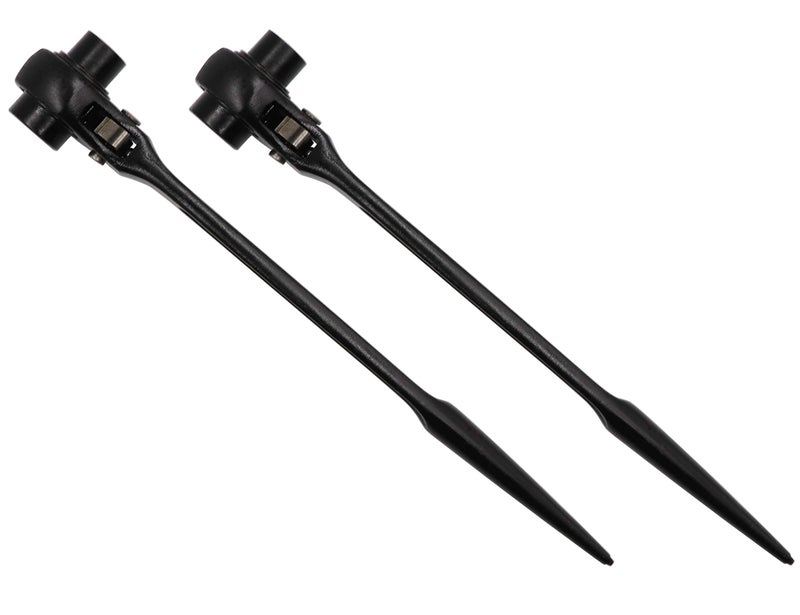 LBY 2-Pack Hexagon Scaffold Quick Wrench, 12mm/14mm Ratchet Spanner, Double Ended Socket, Ratcheting Scaffold, Pointed Tail (Black) - Image 1
